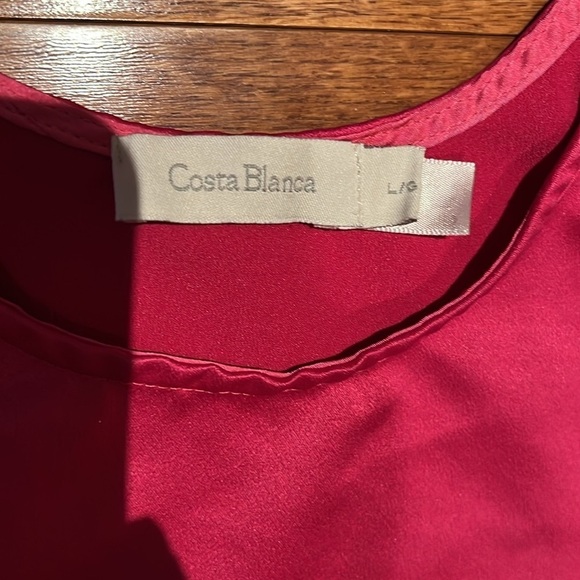 Costa Blanca pink satin  vintage style tank top blouse Sz L - Picture 4 of 11